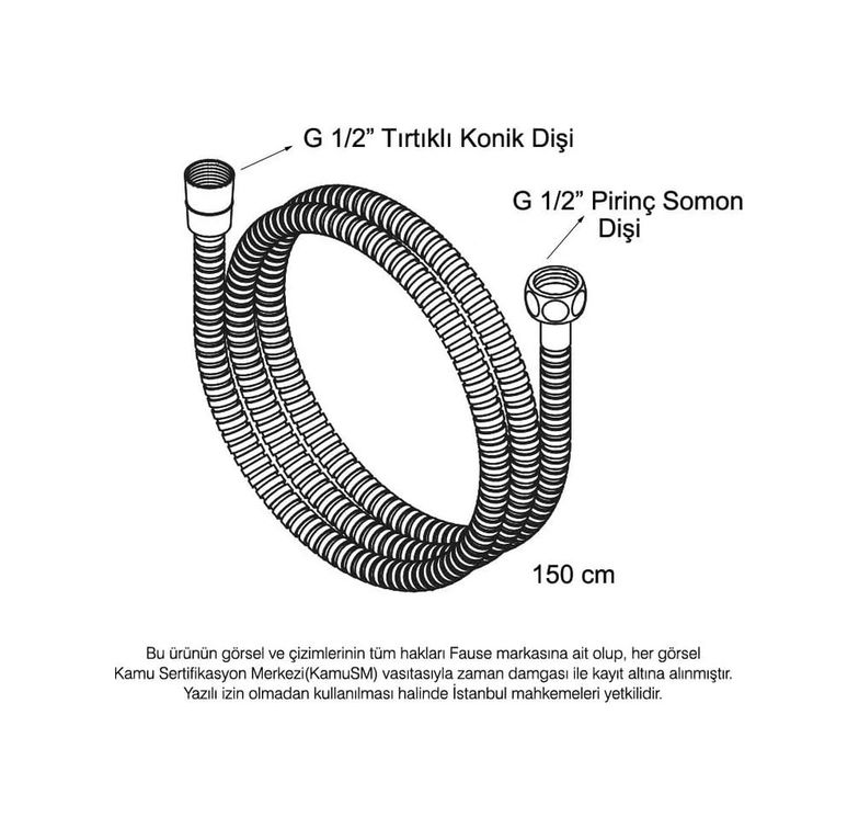 Diğer 57858324453708899283959 Çelik Kromlu Duş Hortumu 150 Cm Pirinç Somon Kdh101 6998