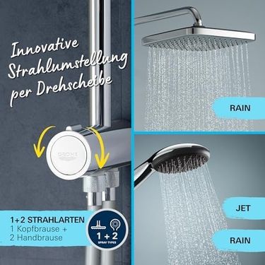 Diğer 57858324453728599283959 250 Duş Sistemi, Yön Değiştiricili, Duvar Dışı Bağlantılı, 2 Akışlı 250Mm Tepe Duşu, 2 Akışlı 110Mm El Duşu, 1500 Ve 500Mm Duş Hortumu, Duş Başlığı Seti, 26986001 Açık Mavi