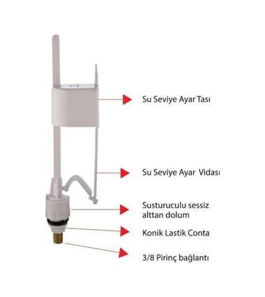 Diğer 57858324453737299283959 Rezervuar İç Takımı Sessiz Doldurma, Krom Basmali Sifon Mekanizması, Su Tasarruflu Klozet İç Takım Seti Açık Ahşap