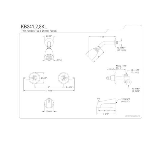 Diğer 57858324453836099283959 Kb241Kl Küvet Ve Duş Musluğu, Cilalı Krom, 12,7 Cm Musluk Uzunluğu Açık Mavi