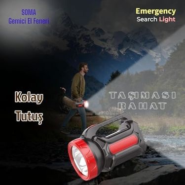 Diğer 57858324453853099283959 Şarjlı Led El Feneri Güçlü Led Işık Kamp Lambası Soma Power Led Gemici El Feneri 000 Açık Krem