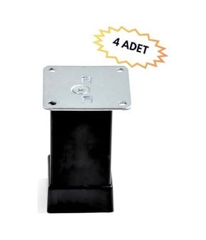 Diğer 57858324454021399283959 Metal Kare Mobilya Ayağı, Siyah, 40Mm X 40Mm, Yükseklik Ayarlı, Dolap Ve Koltuk İçin, 4 Adet 12 Cm Abanoz
