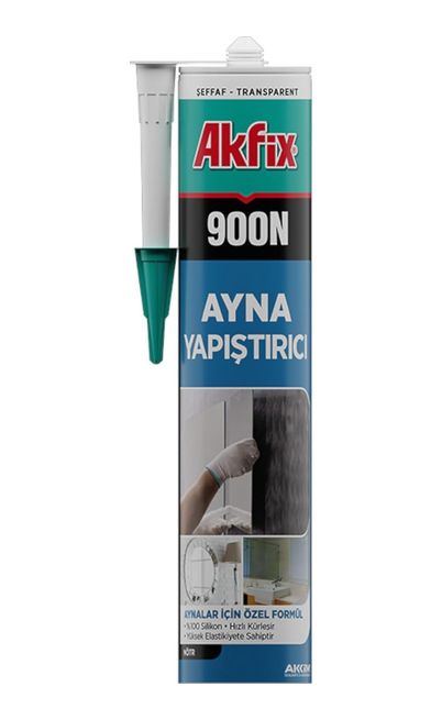 Diğer 57858324454053299283959 900N Ayna Silikonu, Nötr Sistem,%100 Silikon, Solvent İçermeyen, Hızlı Kürleşen, Korozyon Yapmayan Açık Gri