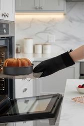 Diğer 57858324454586699283959 Gri Silikon Yanmaz Yapışmaz Isı Yalıtımlı Mutfak Fırın Eldiveni, Döküm Tencere Sahan Tutacağı, 35 Cm Açık Gri