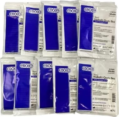 Diğer 57858324454792399283959 Exxe Steril Hidrofil Gazlı Bez 30X80 Cm 2 Parça 10 Adet Antrasit