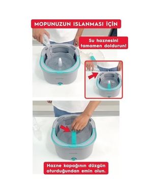 Diğer 57858324612599283959 Aqua Max Özel Seri Şeffaf Temiz & Kirli Suyu Ayırma Çift Kova Temizlik Seti Mop Paspas Açık Gri