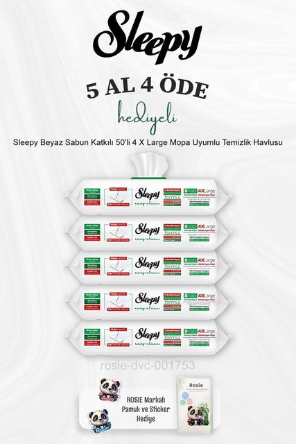 Diğer 57858324624899283959 Beyaz Sabun Katkılı 50'li 4 X Large Mopa Uyumlu Temizlik Havlusu 5 Al 4 Öde Ve Rosie Pamuk Açık Gri