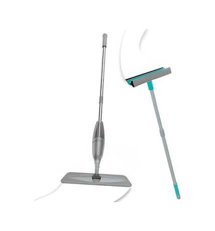Diğer 57858324644299283959 Pony Süper 2 Li Sprey Mop + Teleskopik Saplı Cam Sileceği Gri Paspas Temizlik Seti Açık Gri