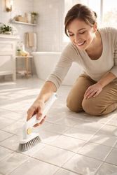 Diğer 57858324737599283959 Cımbızlı Döner Başlıklı Çok Fonksiyonlu Derinlemesine Banyo Temizlik Fırçası Derz Arası Duşakabin Küvet Lavabo Gider Kapı Pencere Ray Köşe Detay Temizliği İçin Sert Kıllı Ergonomik Sap Açık Gri