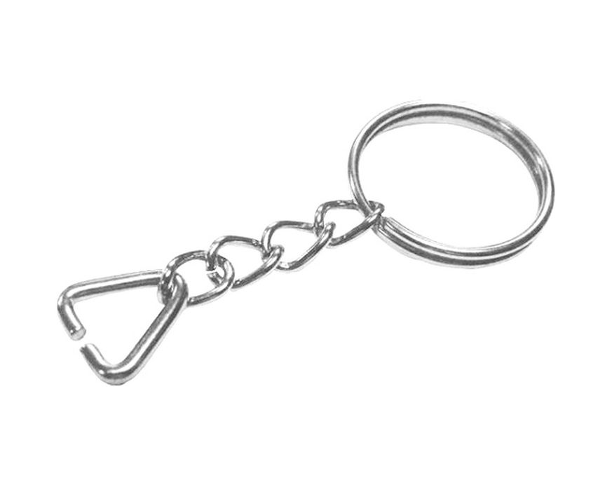 Diğer 58832098 Anahtarlık Halkası, Halka + Zincir + Üçgen, 24Mm, Gümüş, Nikel, 1000 Adet