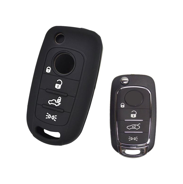 Diğer 60946885 Fiat Egea Cronos 500X Toro Dodge Neon Uyumlu Silikon Oto Anahtar Kumanda Kabı Kılıf Siyah