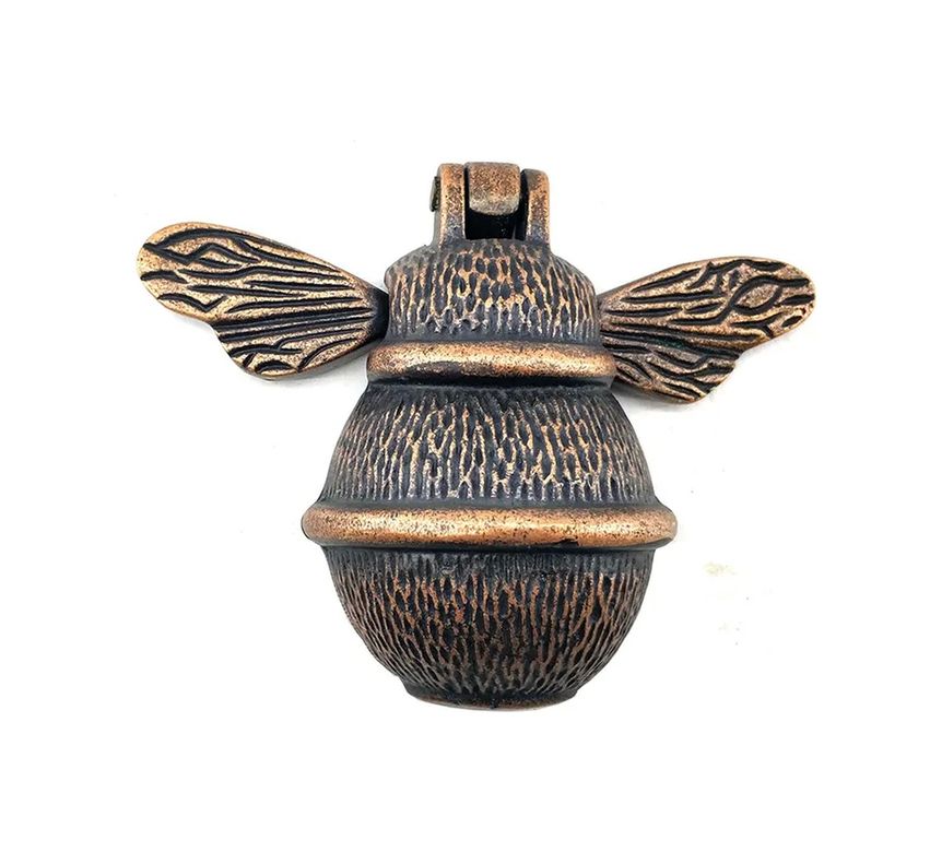 Diğer 76851398 Antika Tarz Dekoratif Pirinç Arı Kapı Tokmağı, Taktak - Küçük, 123X150Mm, Antik