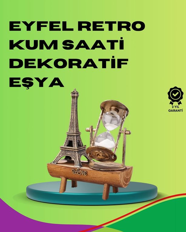 Diğer 94552782 Ahşap Gövdeli Dekoratif Kum Saati Masa Üstü El Sanatı Aksesuarı