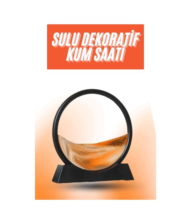 Diğer 94566416 3D Led Işıklı Kum Saati Gece Lambası Hareketli Sulu Kum Saati Orta Boy