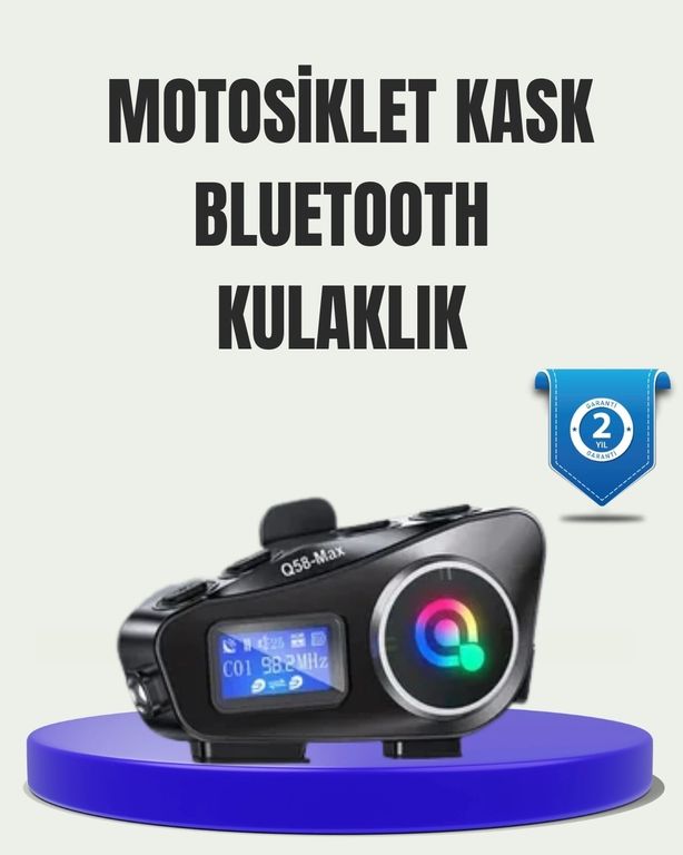 Diğer 96446865 Ip65 Suya Dayanıklı Kask Bluetooth Kulaklık Lcd Ekranlı