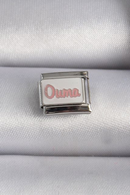 Diğer BC1027-BLNC 316L Çelik Gümüş Renk Beyaz Pembe Ouma İşlemeli Charm Çok Renkli