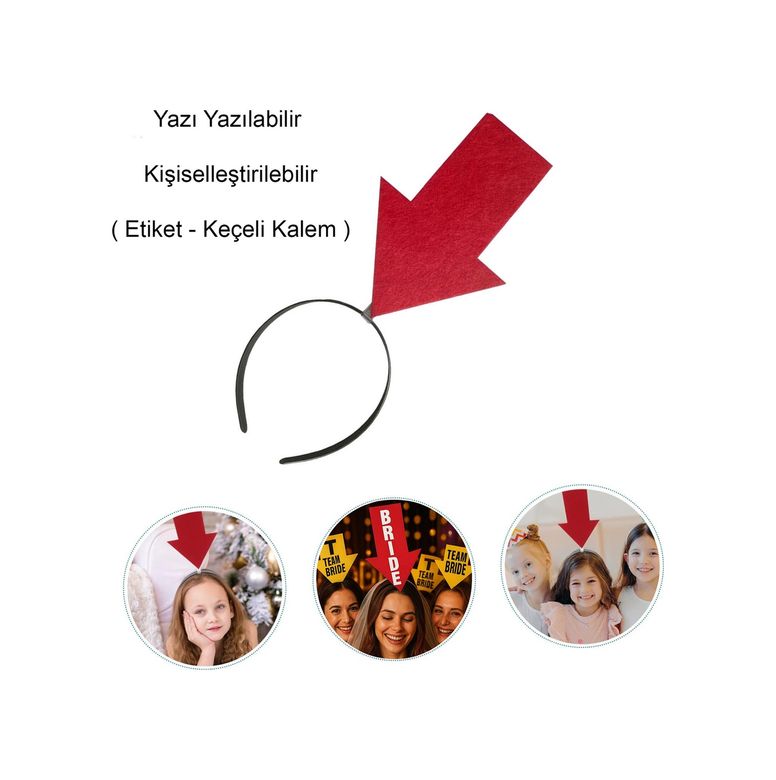 Diğer Kişiselleştirilebilir Ok Taç Üzerine Yazı Yazılabilen Parti Tacı Kırmızı Renk - Huvj-730496 18
