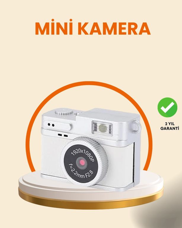 Diğer MEYTDUCZZZLK027KAMERABEYAZ-2-BLMY Mey İthalat Kompakt Mini Kamera Retro Tasarım 128Gb Hafıza 1080P Video