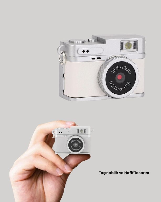 Diğer MEYTDUCZZZLK027KAMERABEYAZ-4-BLMY Mey İthalat Mini Hd Dijital Kamera 1080P Kordonlu Taşınabilir Retro Model