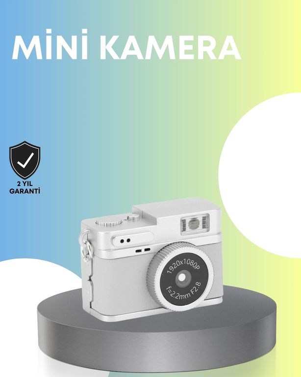 Diğer MEYTDUCZZZLK027KAMERABEYAZ-BLMY Mey İthalat Mini Retro Dijital Kamera 1080P Full Hd Dahili 128Gb Hafızalı