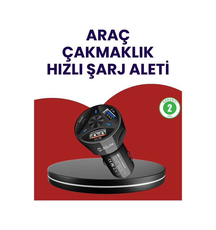 Diğer MEYTDUCZZZPG88-1-BLMY Mey İthalat 55W Pd Ve Quick Charge 3.0 Destekli Polygold Araç Şarj Adaptörü