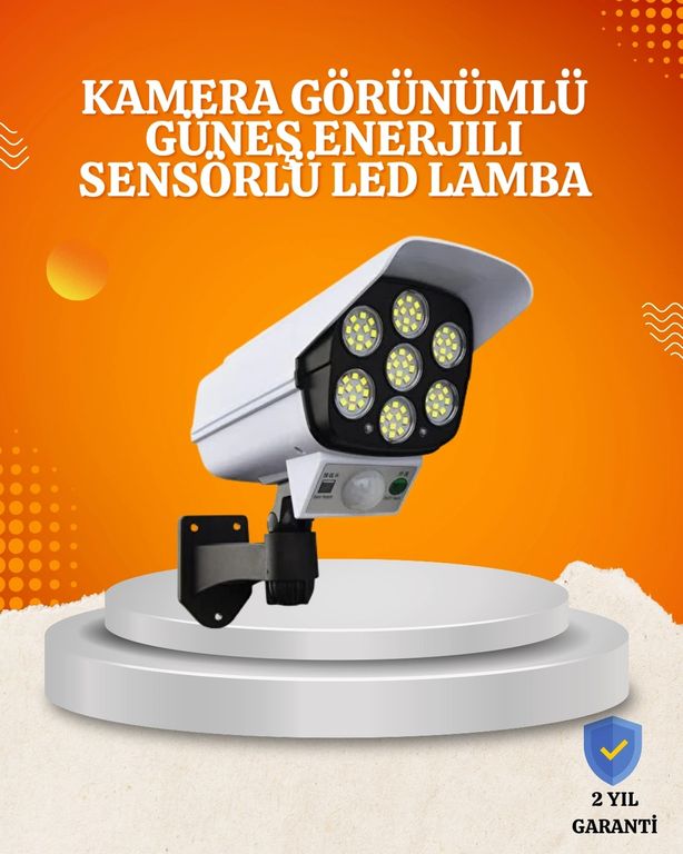 Diğer MEYTDUCZZZV070SOLARLAMBA-1-BLMY Mey İthalat Solar Şarjlı Hareket Sensörlü Led Dış Mekan Lambası Kamera Tasarımlı Güvenlik Işığı