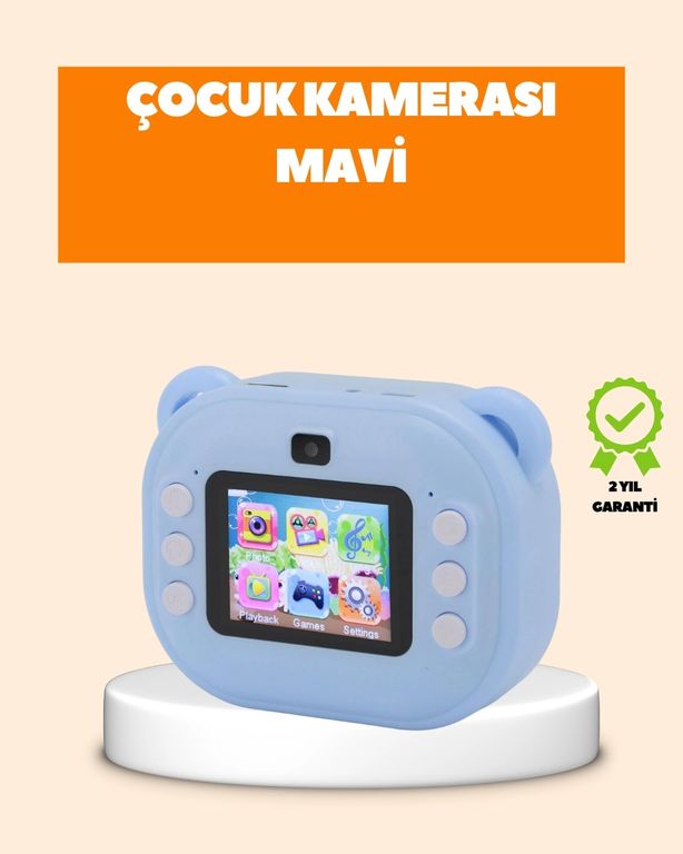 Diğer MEYTDUCZZZY600ÇOCUKKAMERAMAVİ-2-BLMY Mey İthalat Termal Baskı Teknolojili Anında Fotoğraf Kamerası 24Mp Çift Lens, 32Gb Hafıza