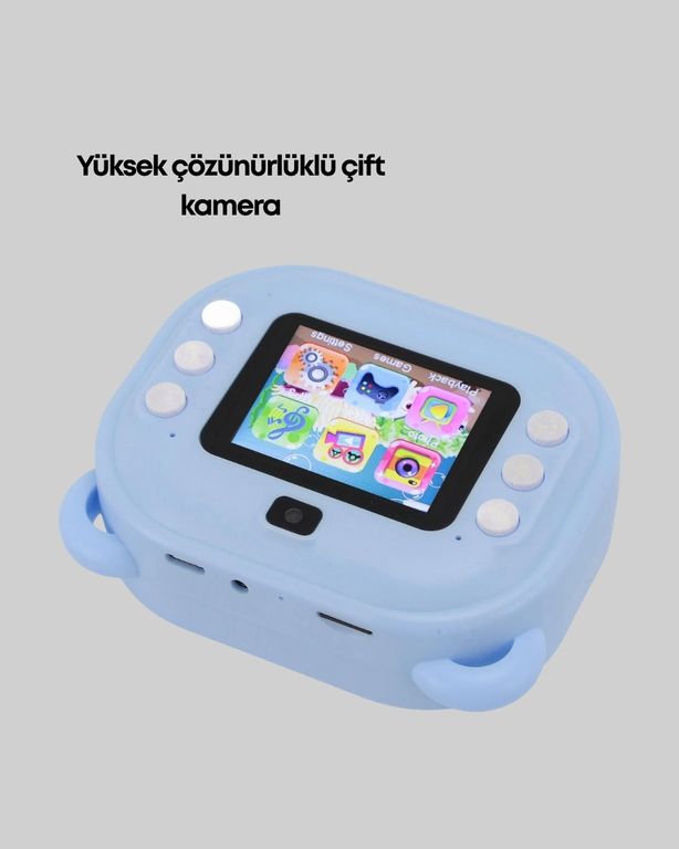 Diğer MEYTDUCZZZY600ÇOCUKKAMERAMAVİ-2-BLMY Mey İthalat Termal Baskı Teknolojili Anında Fotoğraf Kamerası 24Mp Çift Lens, 32Gb Hafıza