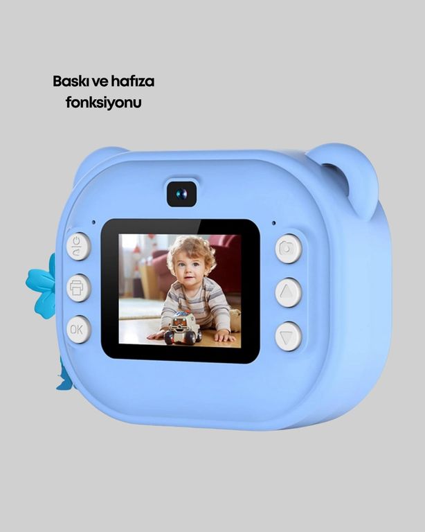 Diğer MEYTDUCZZZY600ÇOCUKKAMERAMAVİ-2-BLMY Mey İthalat Termal Baskı Teknolojili Anında Fotoğraf Kamerası 24Mp Çift Lens, 32Gb Hafıza