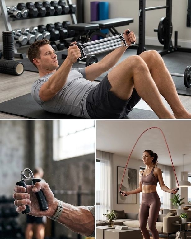 Diğer MEYTDUCZZZYAYSPORSETİ-BLMY Mey İthalat Ev Spor Seti Atlama İpi El Yayı Karın Egzersiz Aleti Fitness Seti Çok Renkli