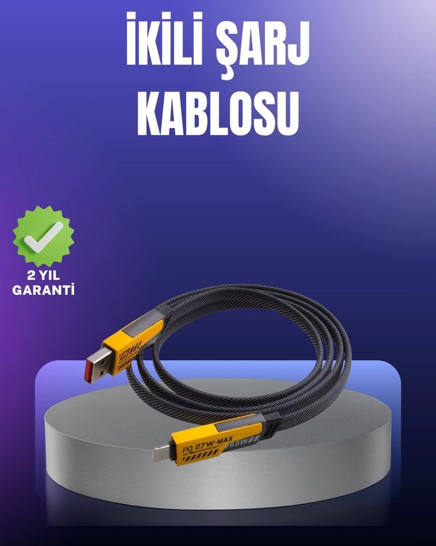 Diğer MEYTDXUCZİKİLİŞARJKABLOSU-5-BLMY Mey İthalat Evrensel Uyumluluklu Dayanıklı Metal Başlıklı Hızlı Şarj Kablosu
