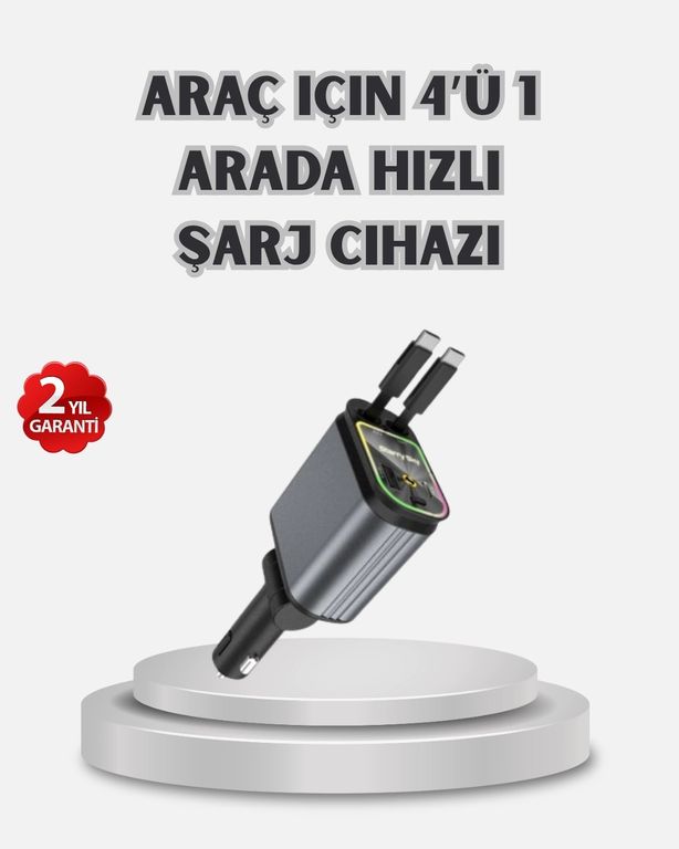 Diğer MEYTDXUCZZZ4LÜARAÇSETİ-2-BLMY Mey İthalat Araç Şarj Cihazı 4 Portlu 66W Hızlı Şarjlı Led Işıklı Ve 180 Dönebilir