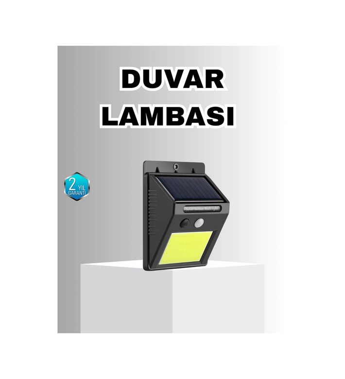 Diğer MEYTDXUCZZZDP53DUVARLAMBASI-1-BLMY Mey İthalat Solar Güçlü Led Dış Mekan Lambası Güneş Enerjisiyle Şarj Olan Sensörlü Bahçe Işığı
