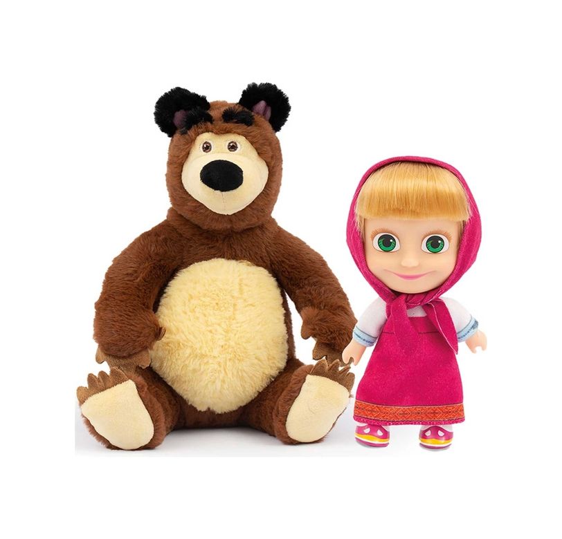 Diğer MEYXTGIO-MHA21000-BLMY Mey İthalat Masha İle Koca Ayı 20 Cm Peluş 12 Cm Bebek Mha21000