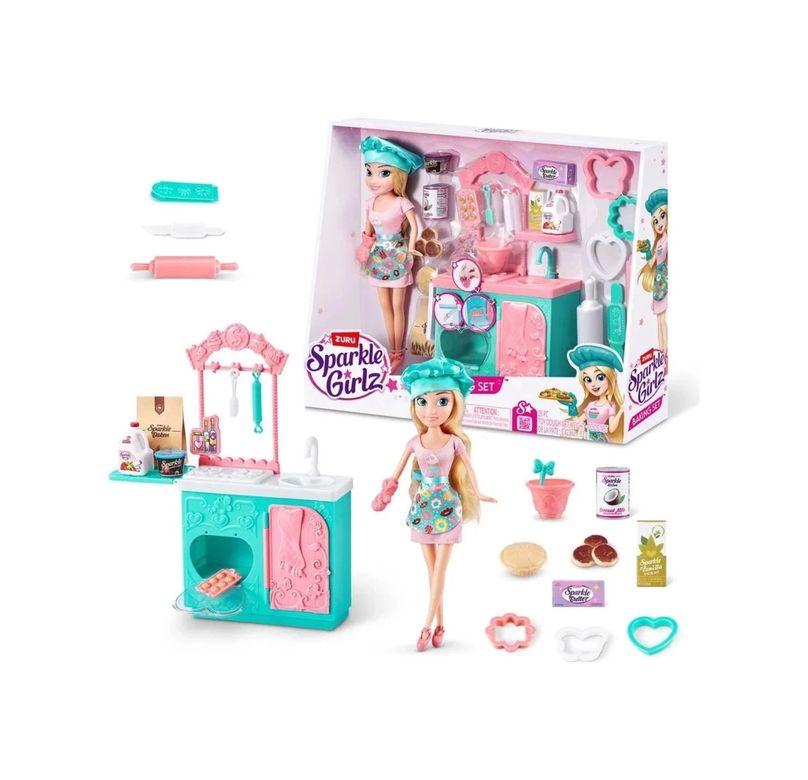 Diğer MEYXTGIO-PAK02000-BLMY Mey İthalat Sparkle Girlz Aşçı Bebek Ve Oyun Seti 27Cm