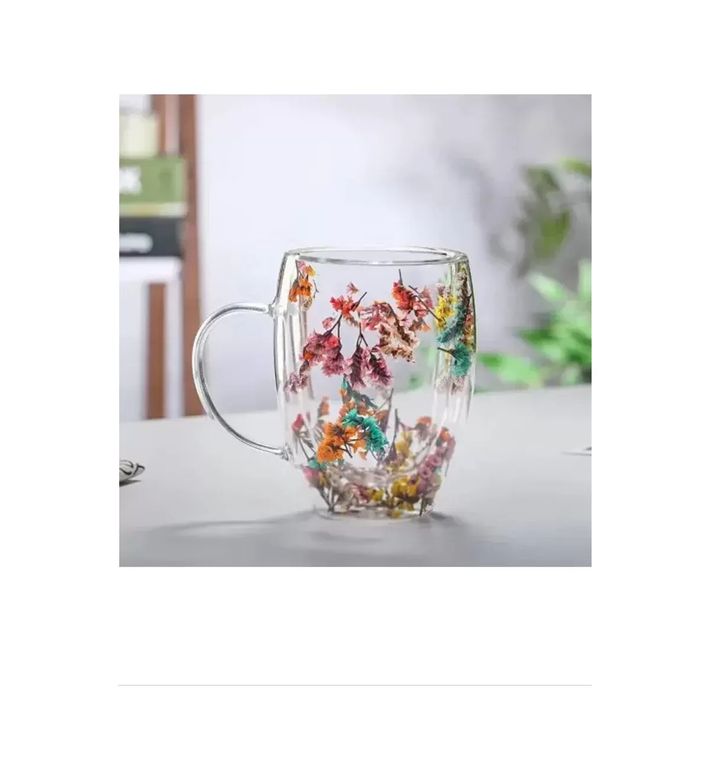 Diğer RT-RYL-NEW29670 Organik Çiçekli Borosilikat Bardak 350 Ml. Royaleks-Brd-150 Bh Altın - Şeffaf