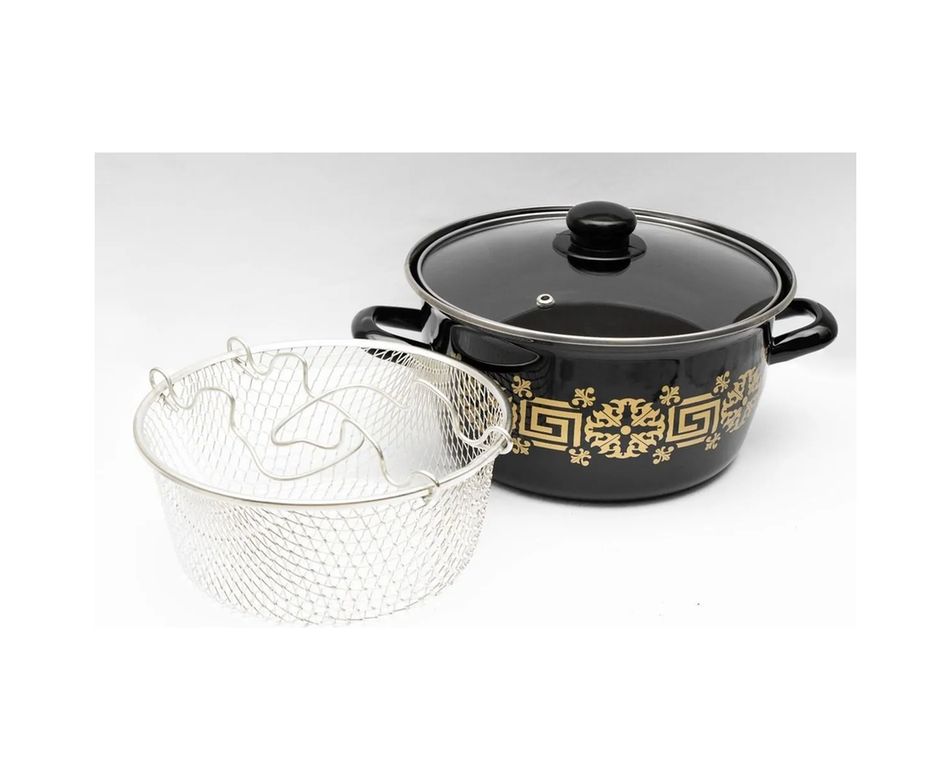 Diğer RT-RYL-NEW30397 Emaye Kızartma Tenceresi Siyah Çiçekli 22 Cm Royaleks-69116 Altın - Kumtaşı