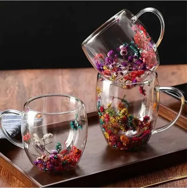 Diğer RT-RYL-NEW31224 350 Ml Büyük Cidarlı Çiçekli Bardak 1 Adet Royaleks-1384 Altın - Şeffaf