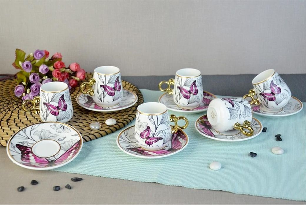 Diğer RT-RYL-NEW32246 Floral Porselen Kahve Fincanı Royaleks-82454 Altın