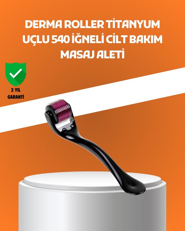 Diğer TKNXUCZZDERMAROLLER-3MKR 540 İğneli Titanyum Dermaroller Profesyonel Ev Tipi Cilt Yenileme Aparatı