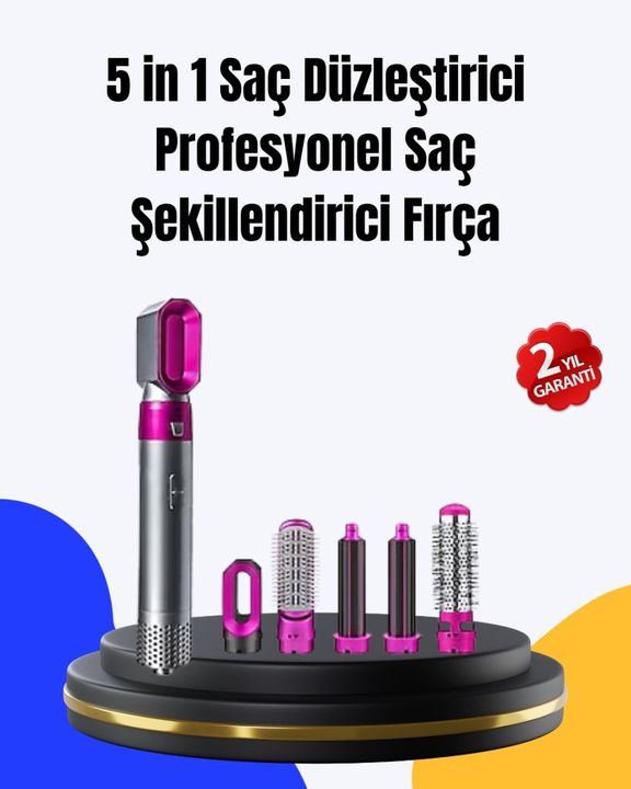 Diğer TRİTHLTUCZZZ5İTARAK-3-BLNCCC 5 Parça Saç Şekillendirme Seti Düzleştirme Dalga Ve Bukle Yapma Çok Renkli