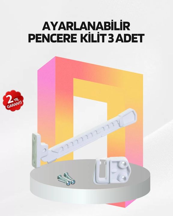 Diğer TRİTHLTUCZZZCAMEMNİYETKİLİDİ3LÜ-BLNCCC Cam Pencere Güvenlik Kilidi Açılma Sınırlayıcı Aparat 3 Adet Çok Renkli