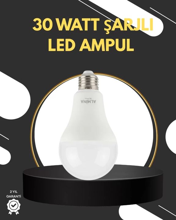 Diğer TRİTHLTUCZZZDL2030ŞARJLILEDAMPUL-2-BLNCCC Acil Durumlar İçin Şarjlı Led Ampul 6400K Soğuk Beyaz 30 Watt Çok Renkli