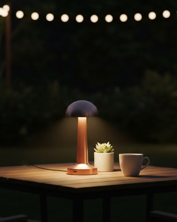 Diğer TRİTHLTUCZZZMANTARGOLD-9-BLNCCC Modern Bronz Masa Lambası 3 Renk Led Dokunmatik Şarjlı Model Çok Renkli