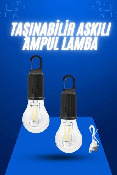 Diğer TRİTHLTUCZZZT01LAMBAAAAAA4-BLNCCC Askılı Kırılmaz Led Işık Kamp Bahçe Lambası Taşınabilir Led Ampul Şarjlı Çok Renkli