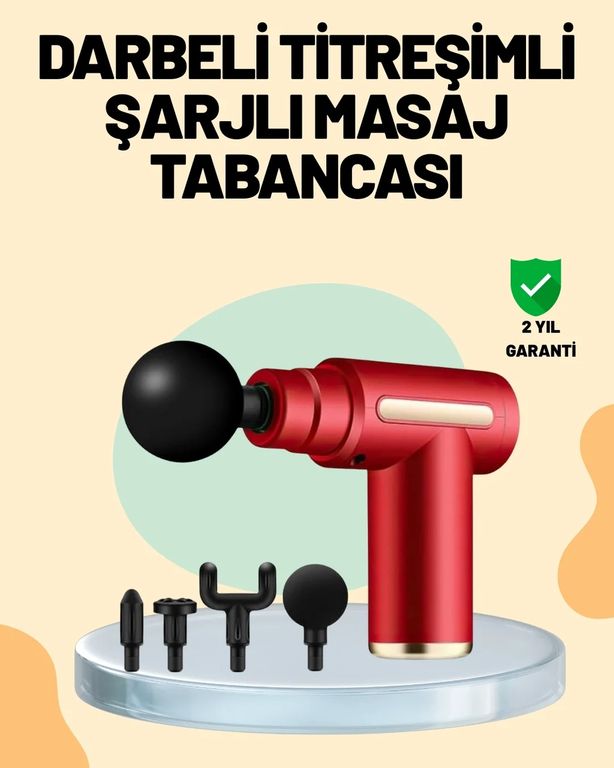 Diğer TRİTHLTXUCZZZ1935MASAJ-2-BLNCCC Kas Gevşetici Masaj Tabancası 4 Başlık Ve Ayarlanabilir Hız Çok Renkli