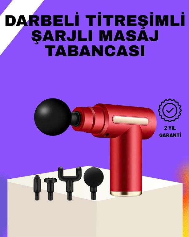 Diğer TRİTHLTXUCZZZ1935MASAJ-3-BLNCCC Şarjlı Masaj Tabancası Spor Sonrası Kas Rahatlatma İçin Çok Renkli