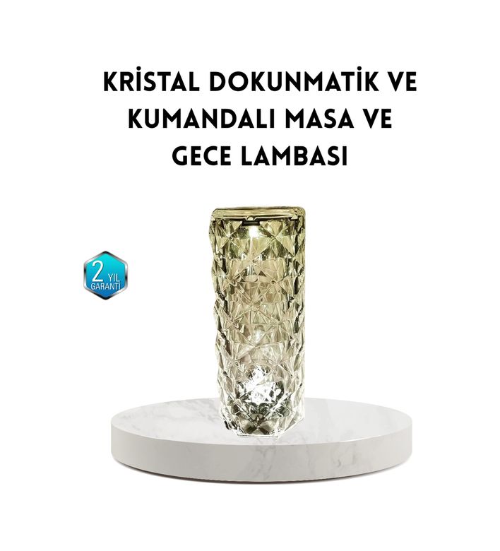 Diğer TRİTHLTXUCZZZKRİSTALLAMBA-2-BLNCCC Kristal Rgb Led Masa Lambası Renkli Kumandalı Işık, Dekoratif Ve Enerji Tasarruflu Çok Renkli