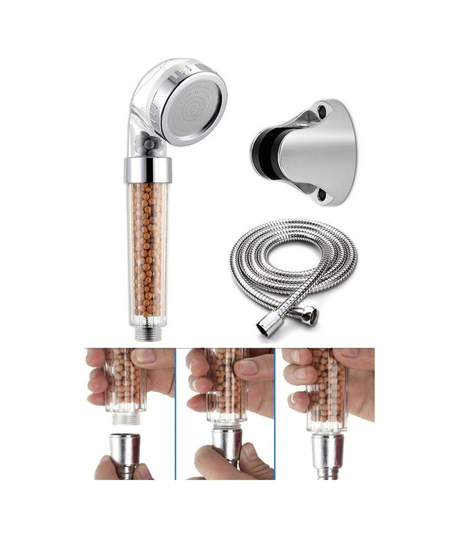 Diğer TrLat0AH009K-AVH-486-BLNCC Filtreli Ve Su Tasarruflu Arıtmalı Duş Başlığı Seti Boncuklu Başlık Hortum Ve Mafsal Set Çok Renkli
