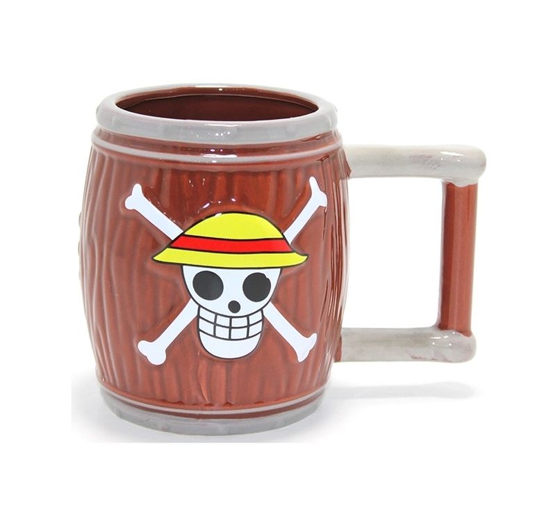 Diğer TrLat0KH002K-ALK4552-BLNCC One Piece Hasır Şapka Korsanları 3D Fıçı Tasarımlı Kupa Bardak Alk4552 Çok Renkli